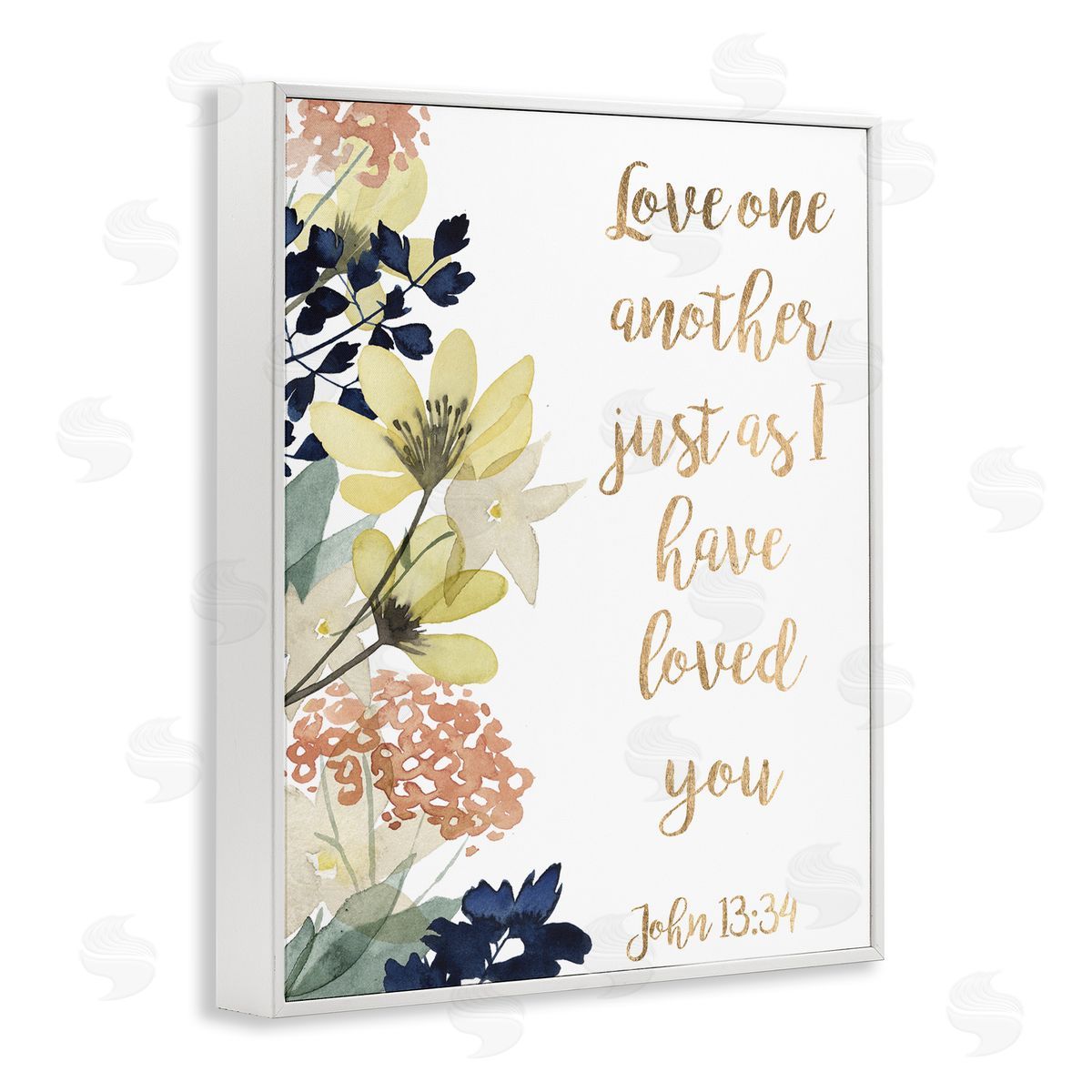 Studio W Love One Another Proverbs John 13:34 Wildflowers White Framed Giclee Wall Art