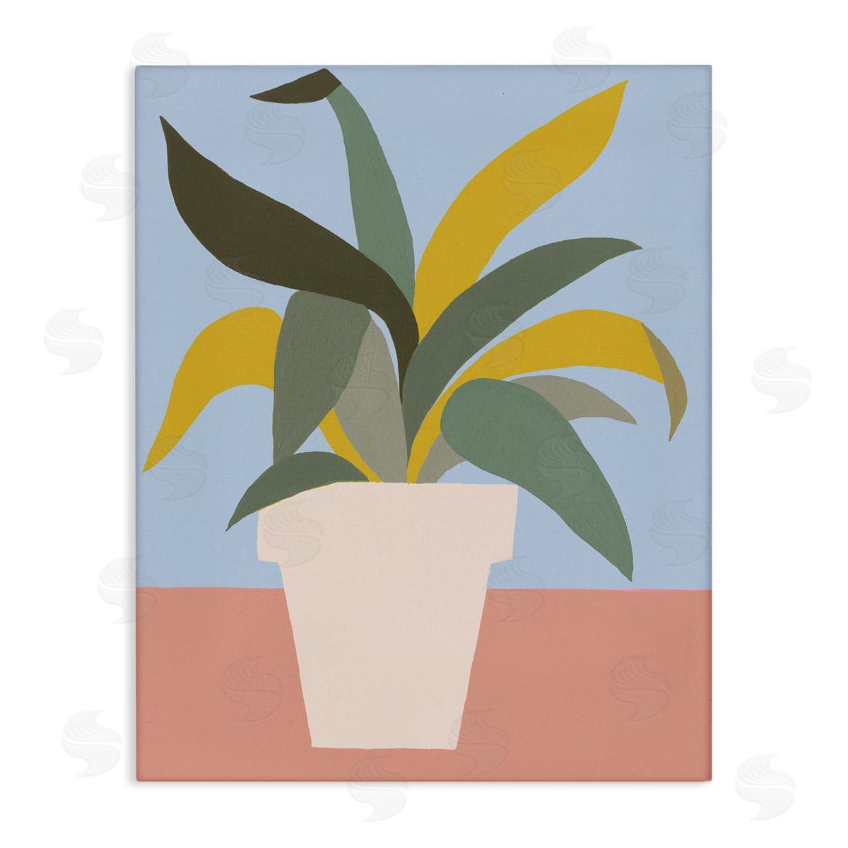 Regina Moore Indoor Potted Plant Soft Green Blue Red Canvas Wall Art