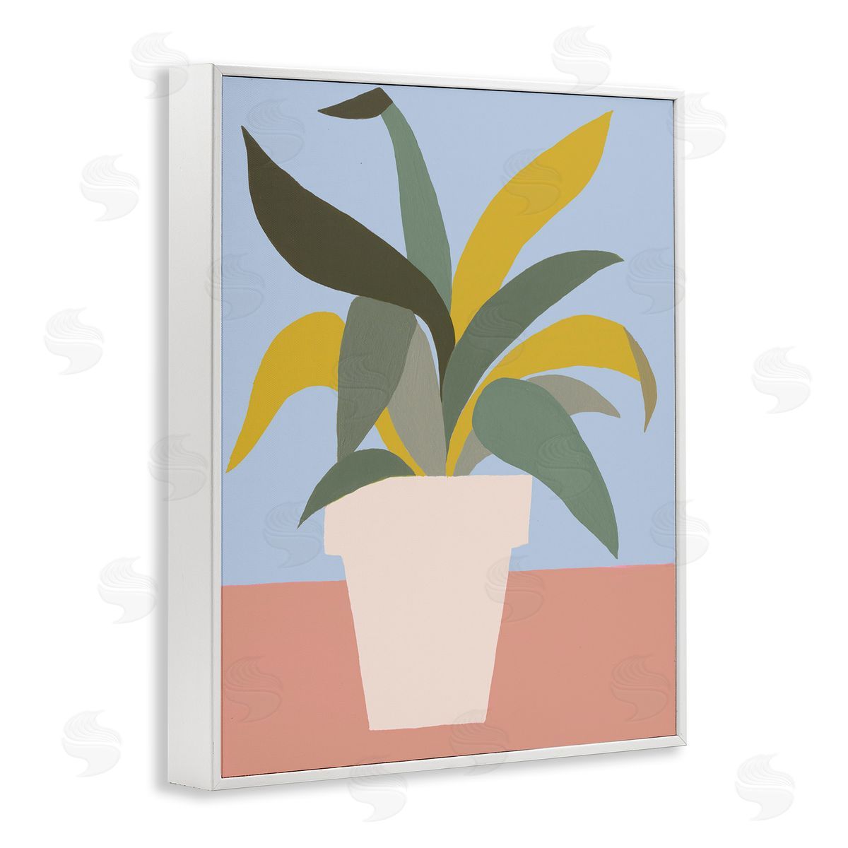 Regina Moore Indoor Potted Plant Soft Green Blue Red White Framed Giclee Wall Art