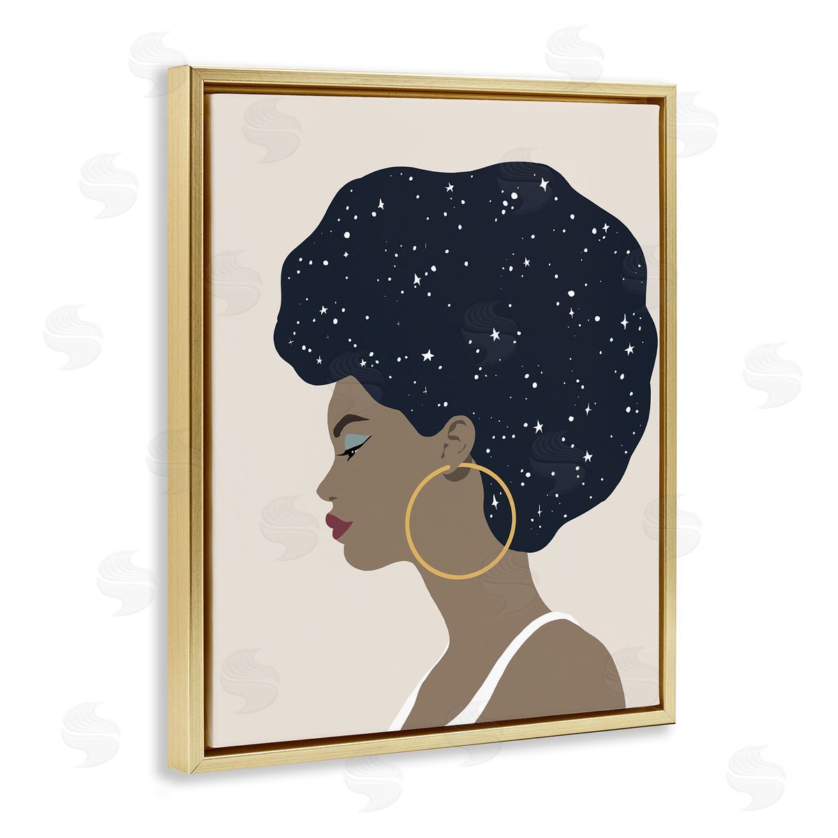 Annie Warren Constellation Hair Glam Female Astrological Stars Gold Floater Frame Canvas Art
