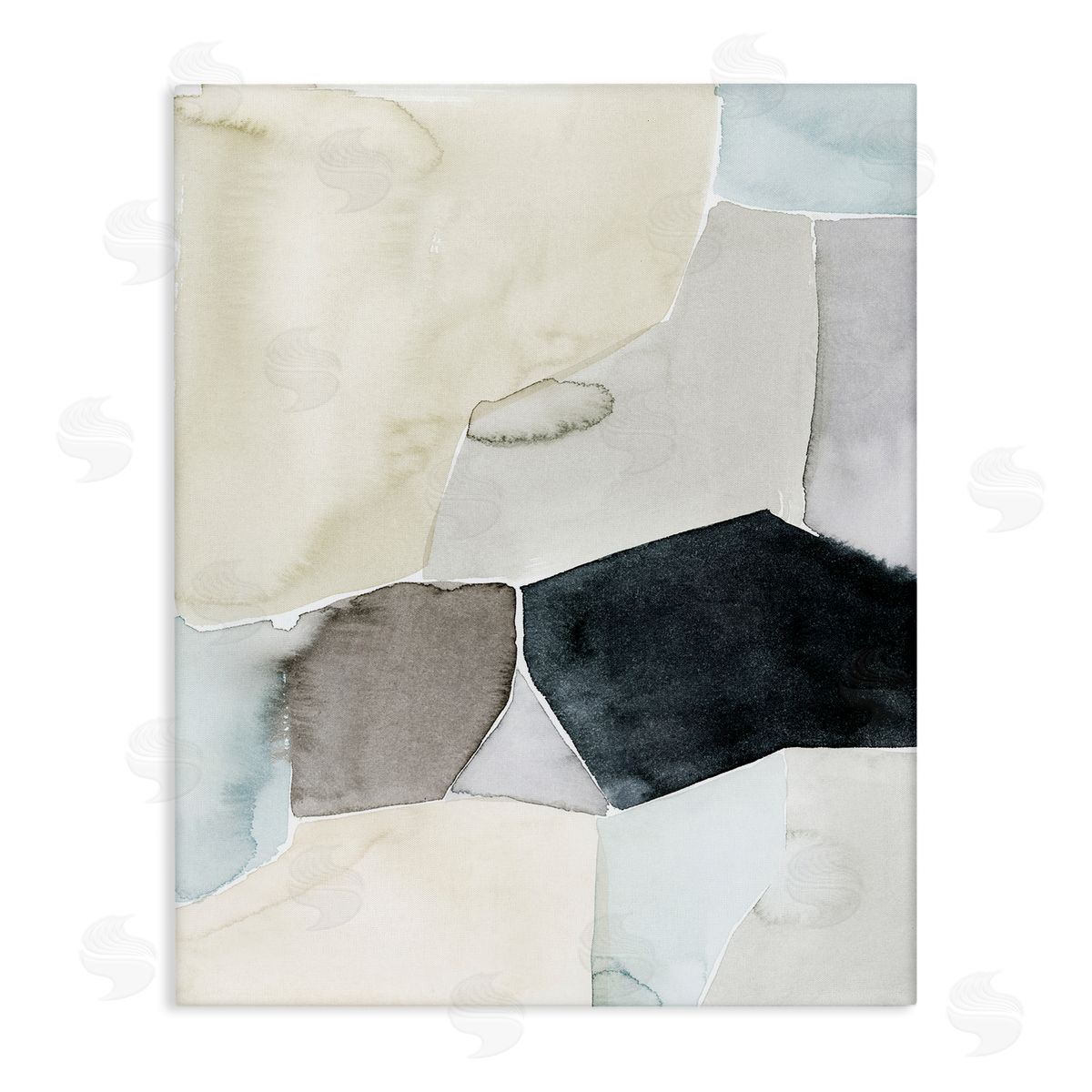 Grace Popp Abstract Watercolor Shapes Green Blue Black Canvas Wall Art