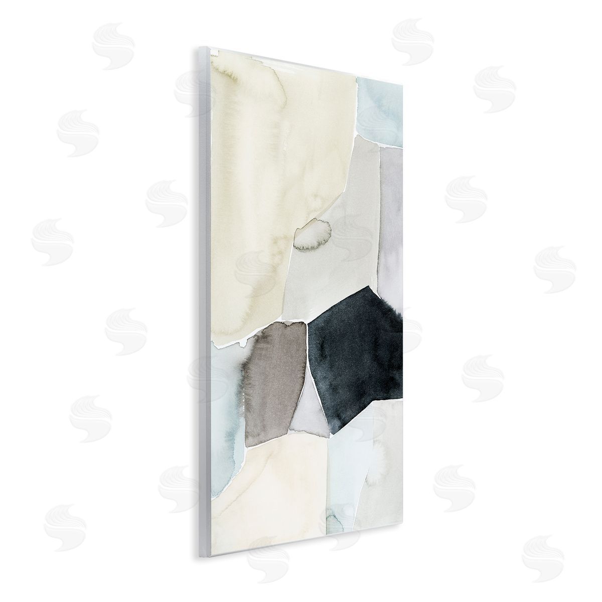 Grace Popp Abstract Watercolor Shapes Green Blue Black Wall Plaque Art