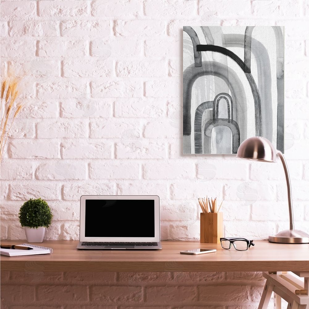 Grace Popp Abstract Opaque Arches Black Grey White