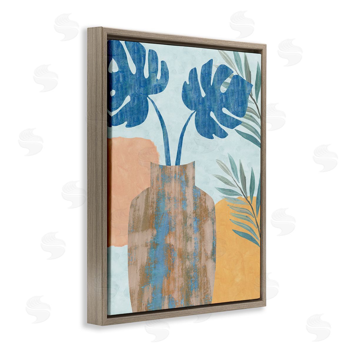 Flora Kouta Tropical Monstera Western Abstract Orange Blue
