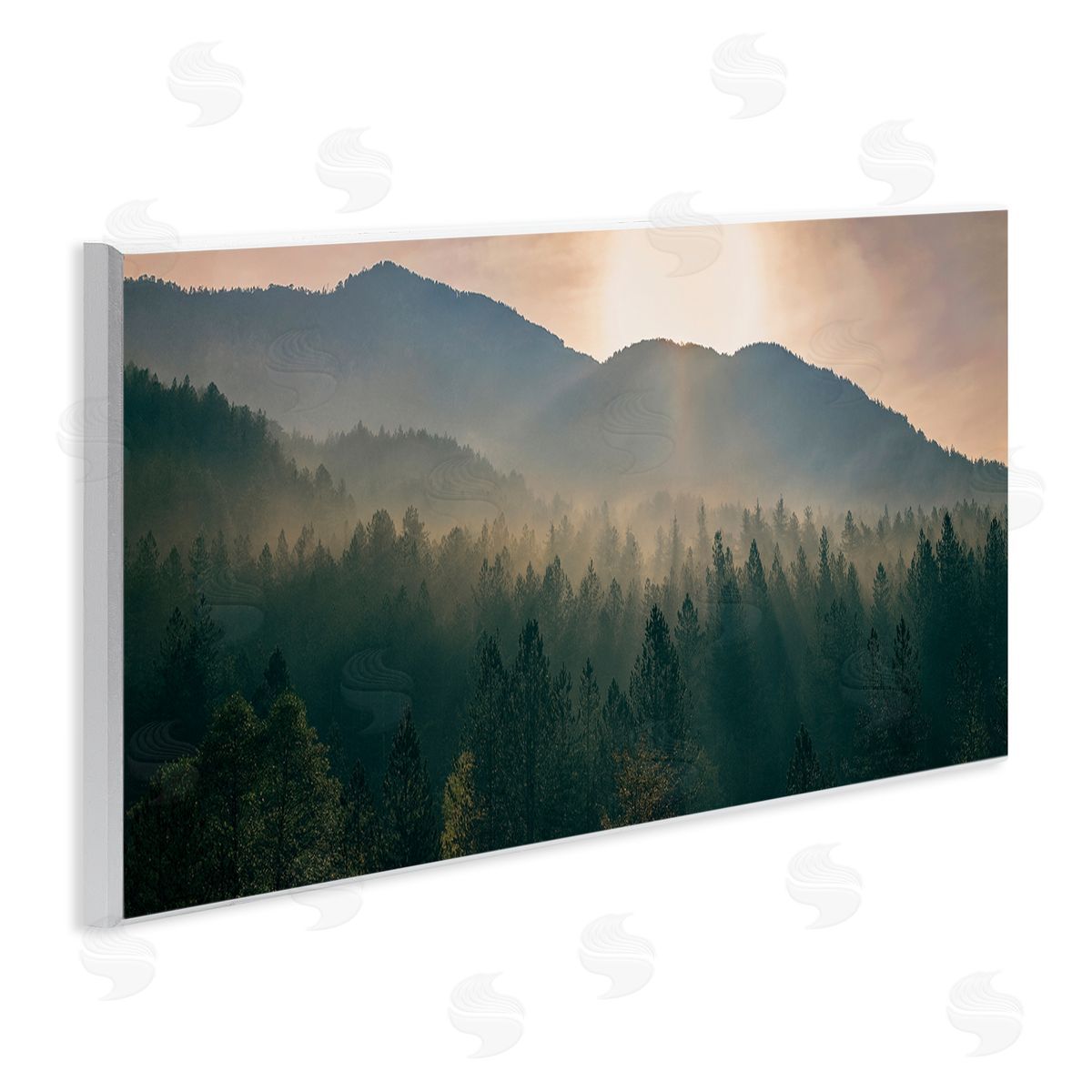 Morning Sun over Misty Trees Wood Plaque Wall Art, Home Decor by Dora Artemiadi