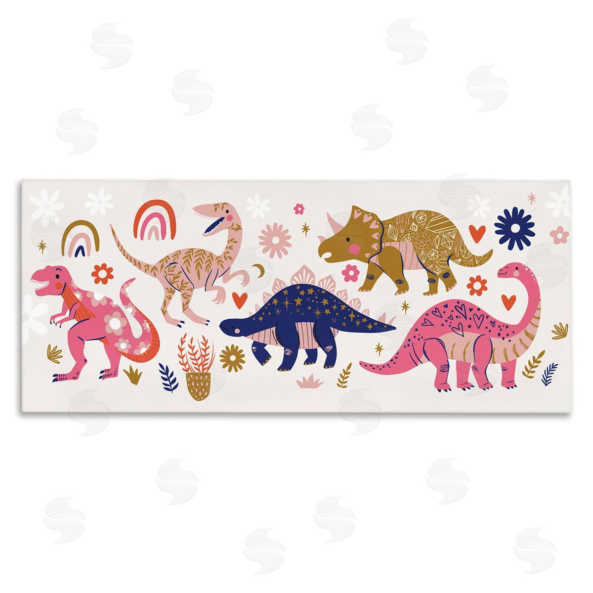 Arrolynn Weiderhold Happy Whimsical Dinosaurs with Rainbow Florals