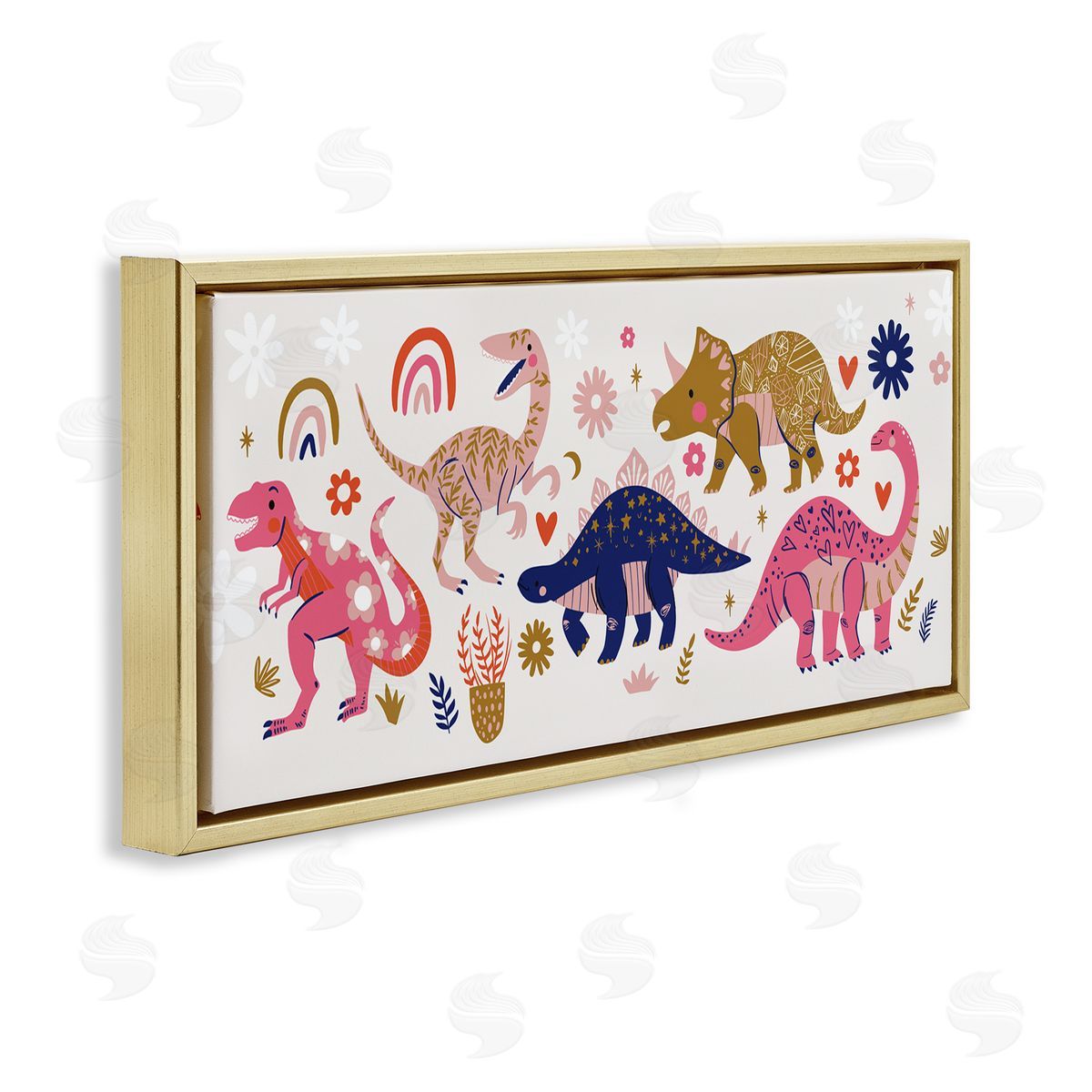 Arrolynn Weiderhold Happy Whimsical Dinosaurs with Rainbow Florals