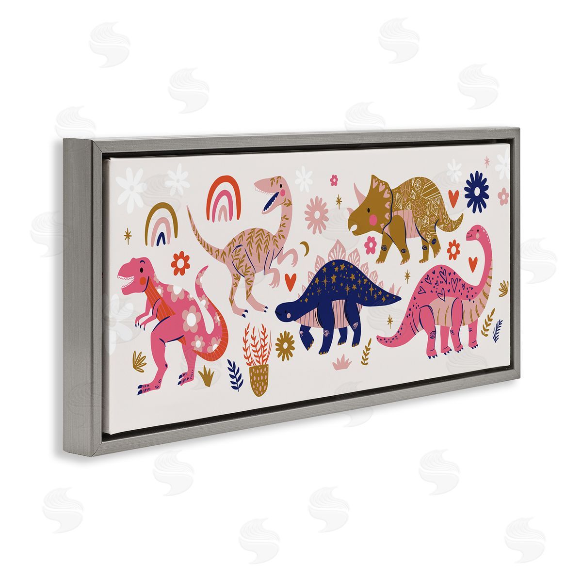 Arrolynn Weiderhold Happy Whimsical Dinosaurs with Rainbow Florals