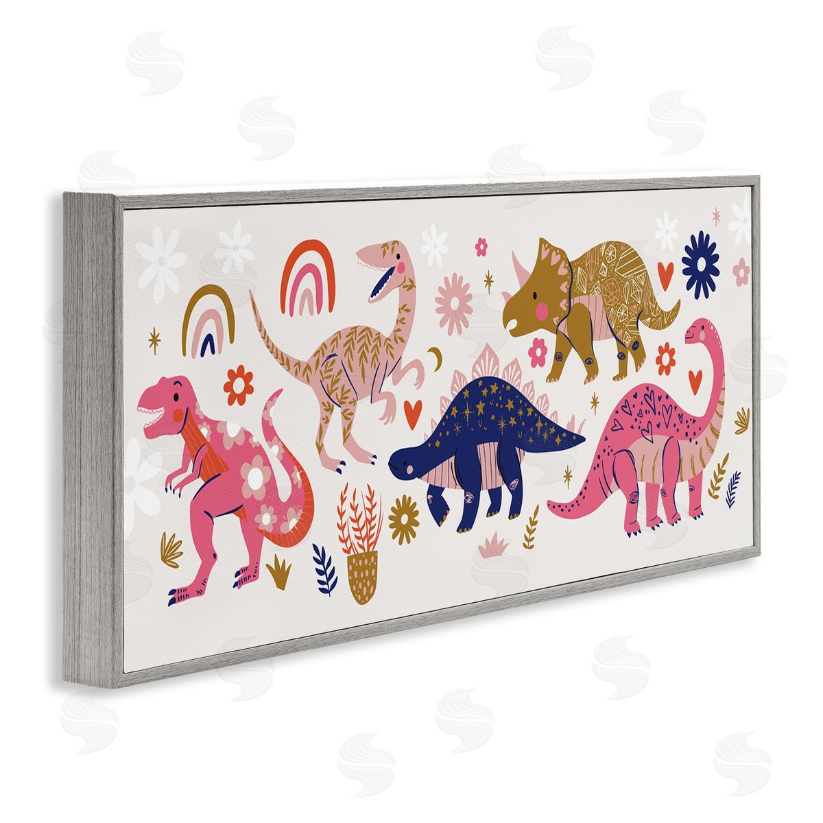 Arrolynn Weiderhold Happy Whimsical Dinosaurs with Rainbow Florals