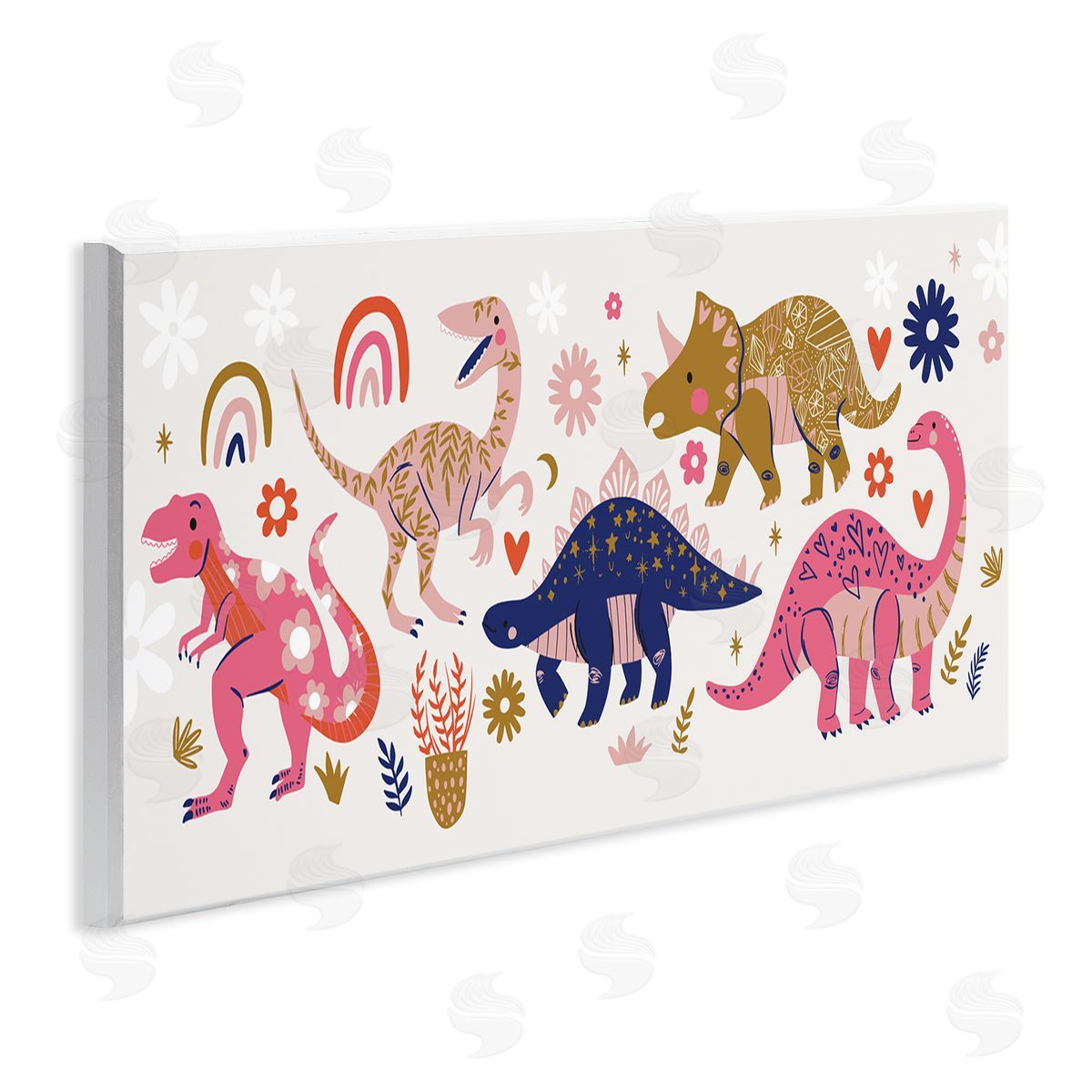 Arrolynn Weiderhold Happy Whimsical Dinosaurs with Rainbow Florals