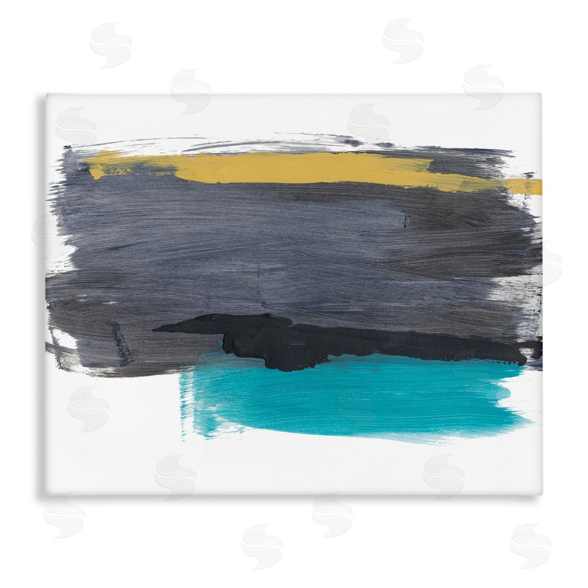 Bronwyn Baker Abstract Brush Strokes Yellow Blue Grey