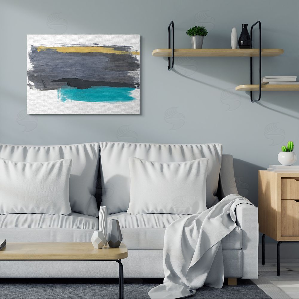 Bronwyn Baker Abstract Brush Strokes Yellow Blue Grey