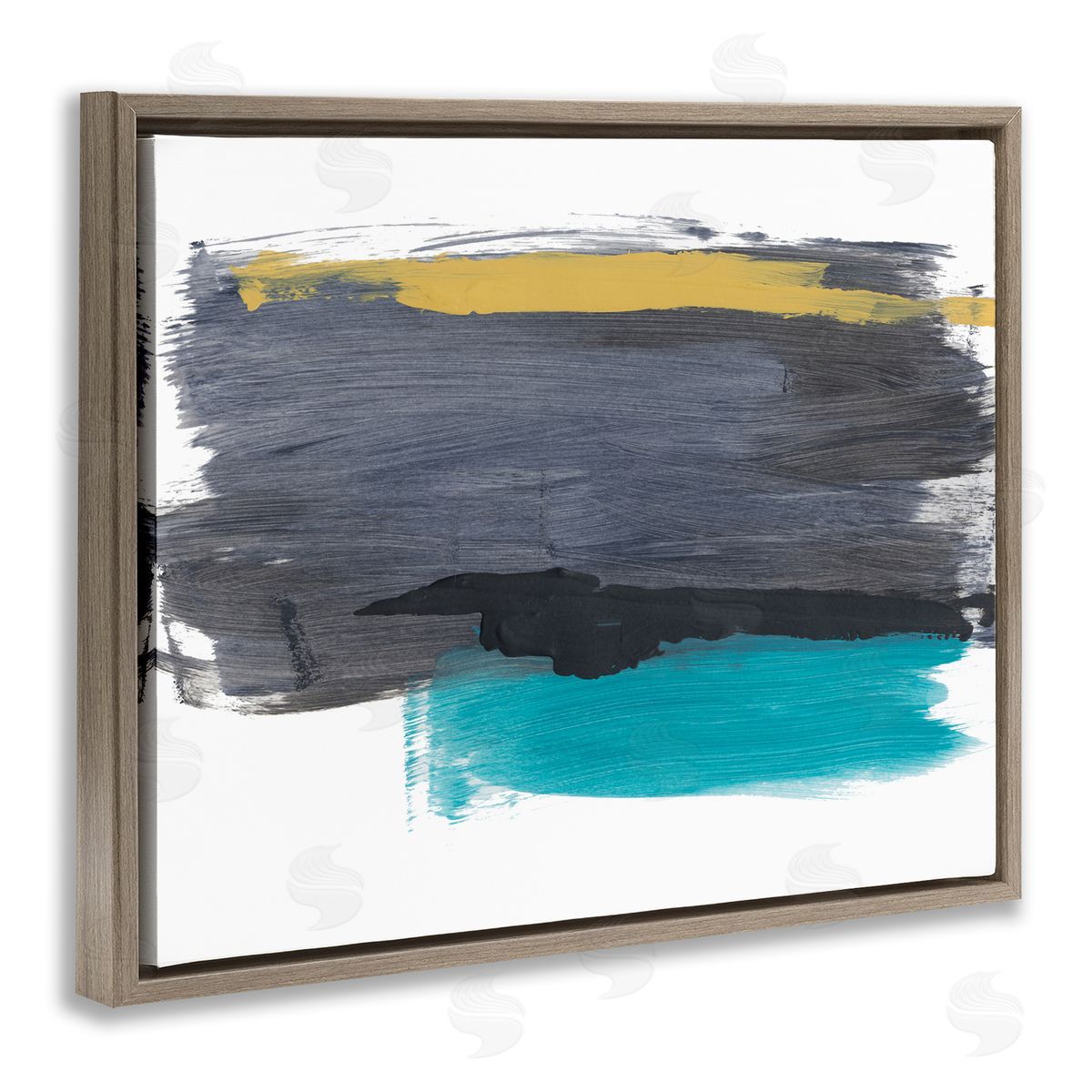 Bronwyn Baker Abstract Brush Strokes Yellow Blue Grey