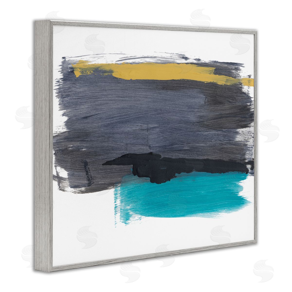Bronwyn Baker Abstract Brush Strokes Yellow Blue Grey