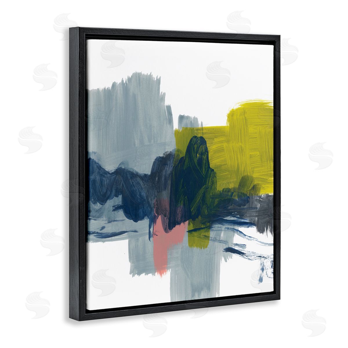 Bronwyn Baker Lively Abstract Brush Strokes Blue Grey Yellow