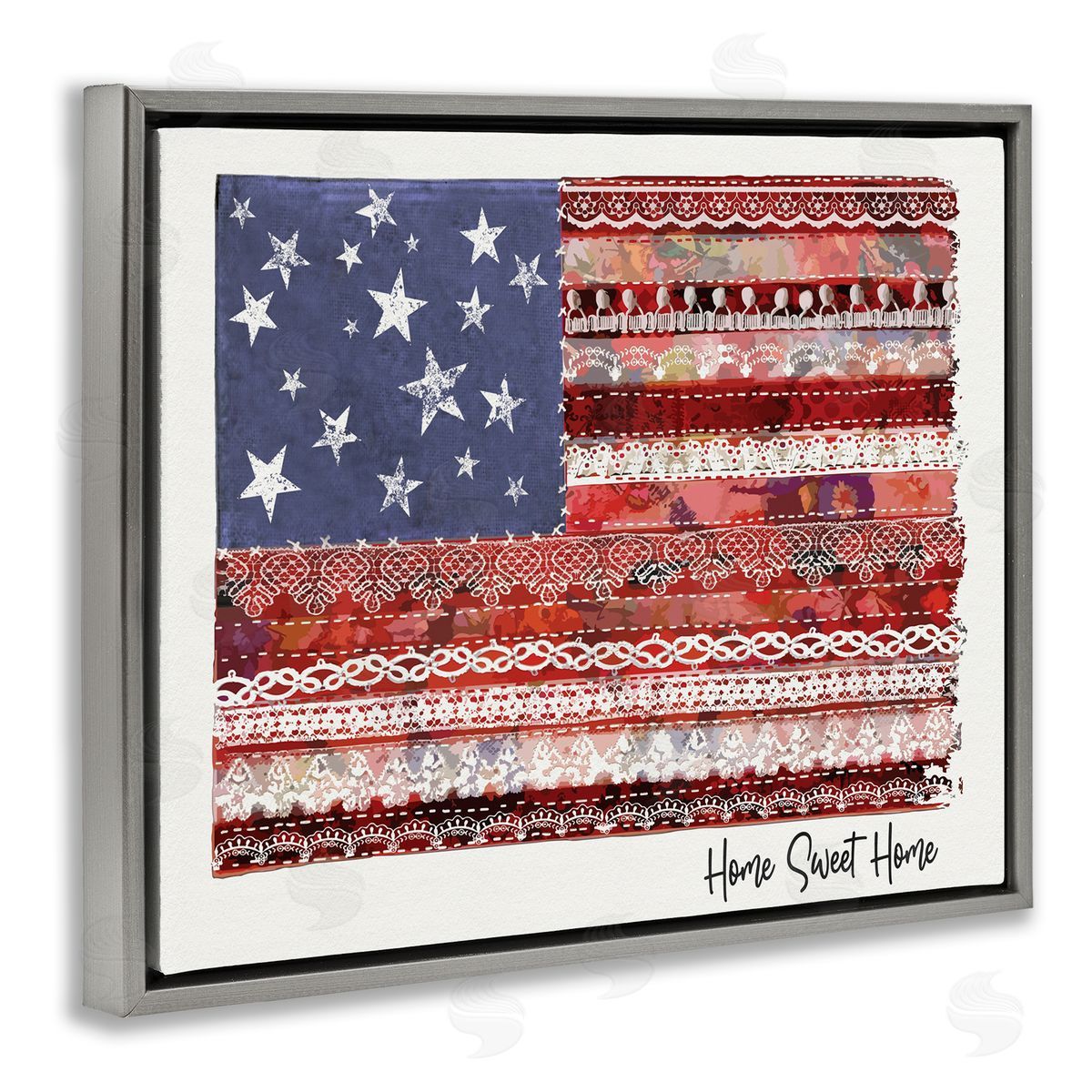 Erica Billups Home Sweet Home Phrase Lace Pattern American Flag