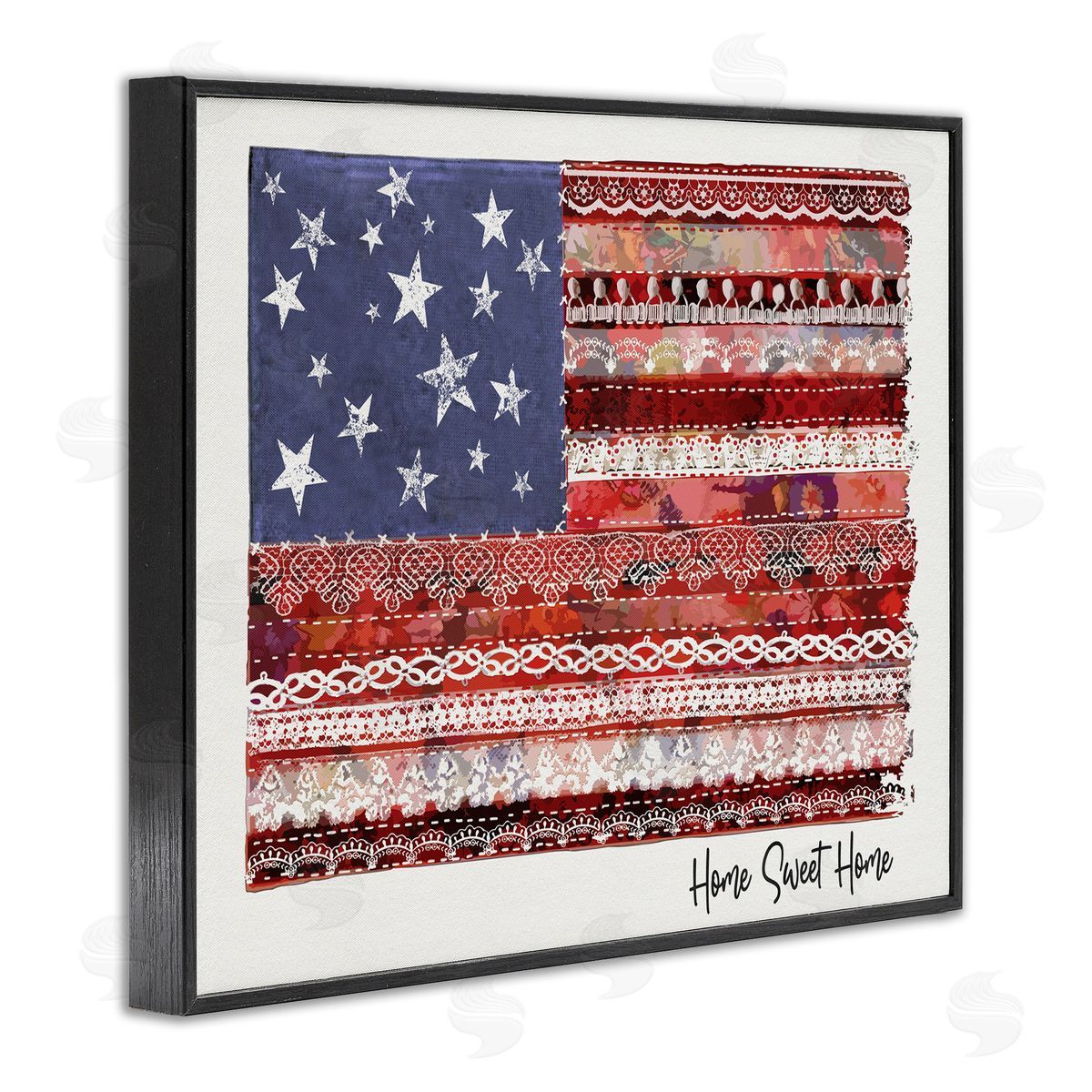 Erica Billups Home Sweet Home Phrase Lace Pattern American Flag