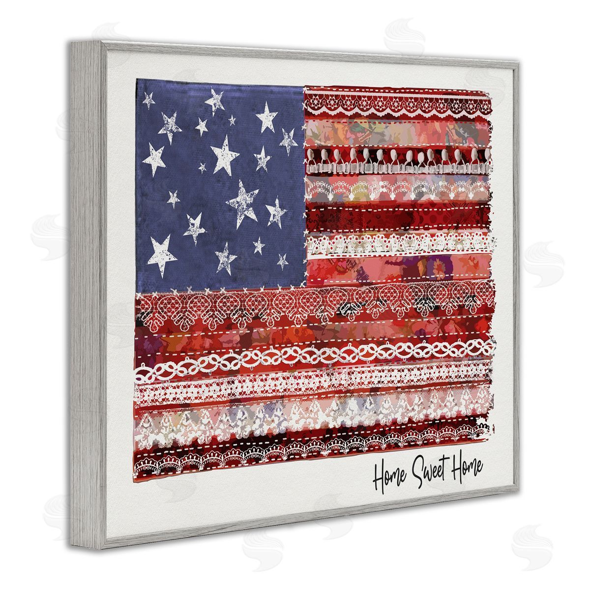 Erica Billups Home Sweet Home Phrase Lace Pattern American Flag