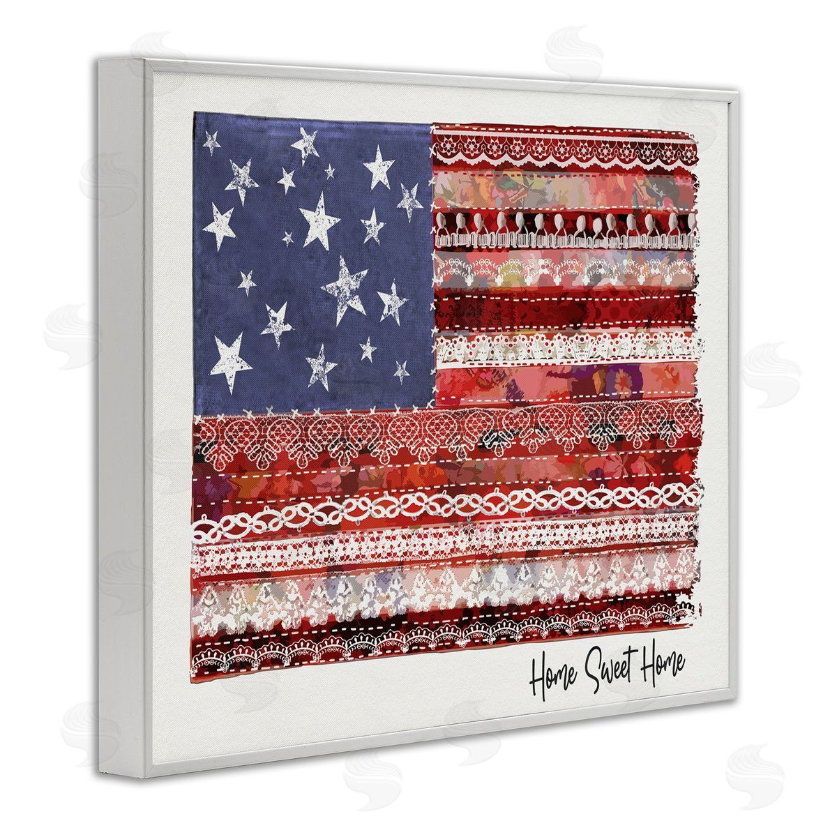 Erica Billups Home Sweet Home Phrase Lace Pattern American Flag