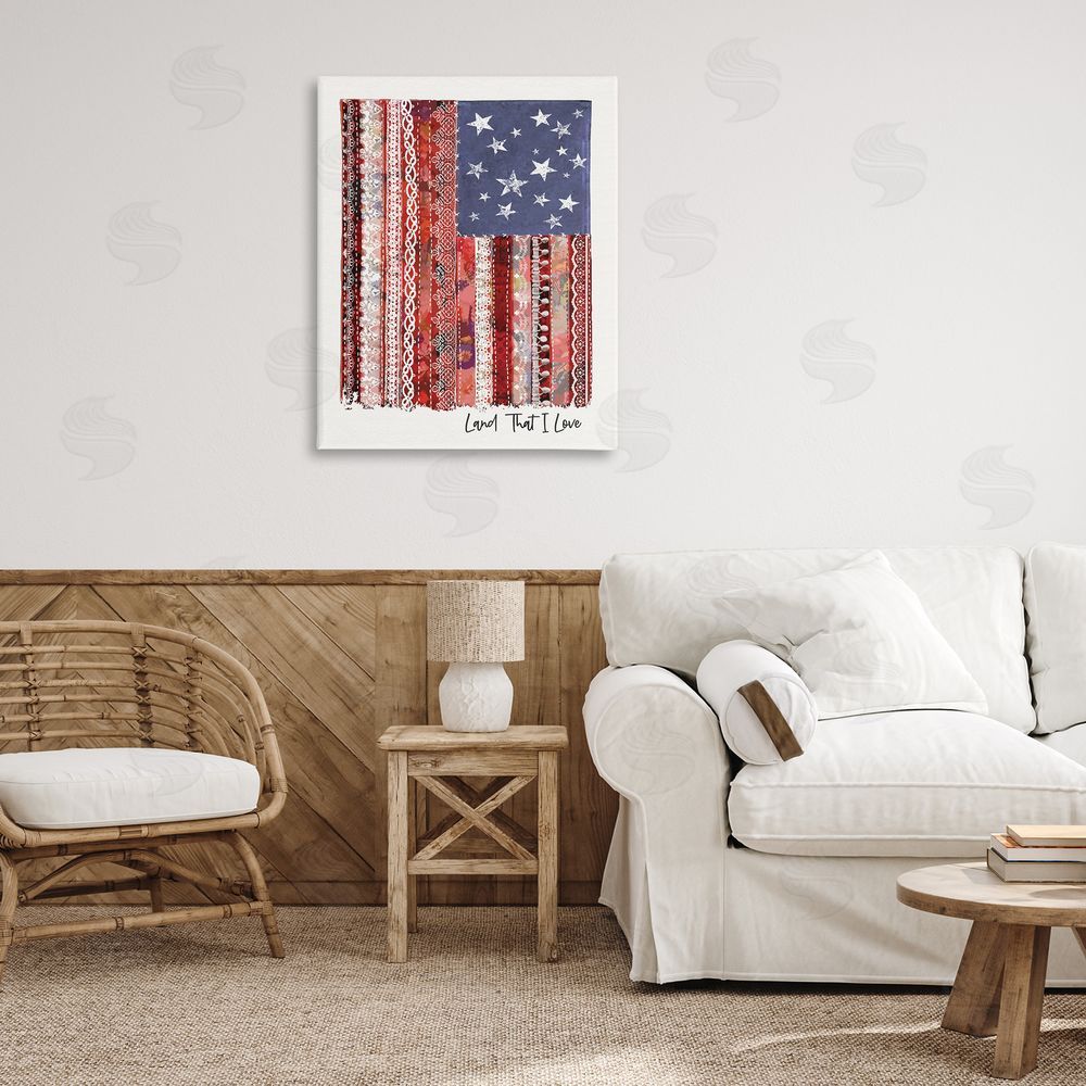 Erica Billups Land That I Love Phrase Macram� American Flag