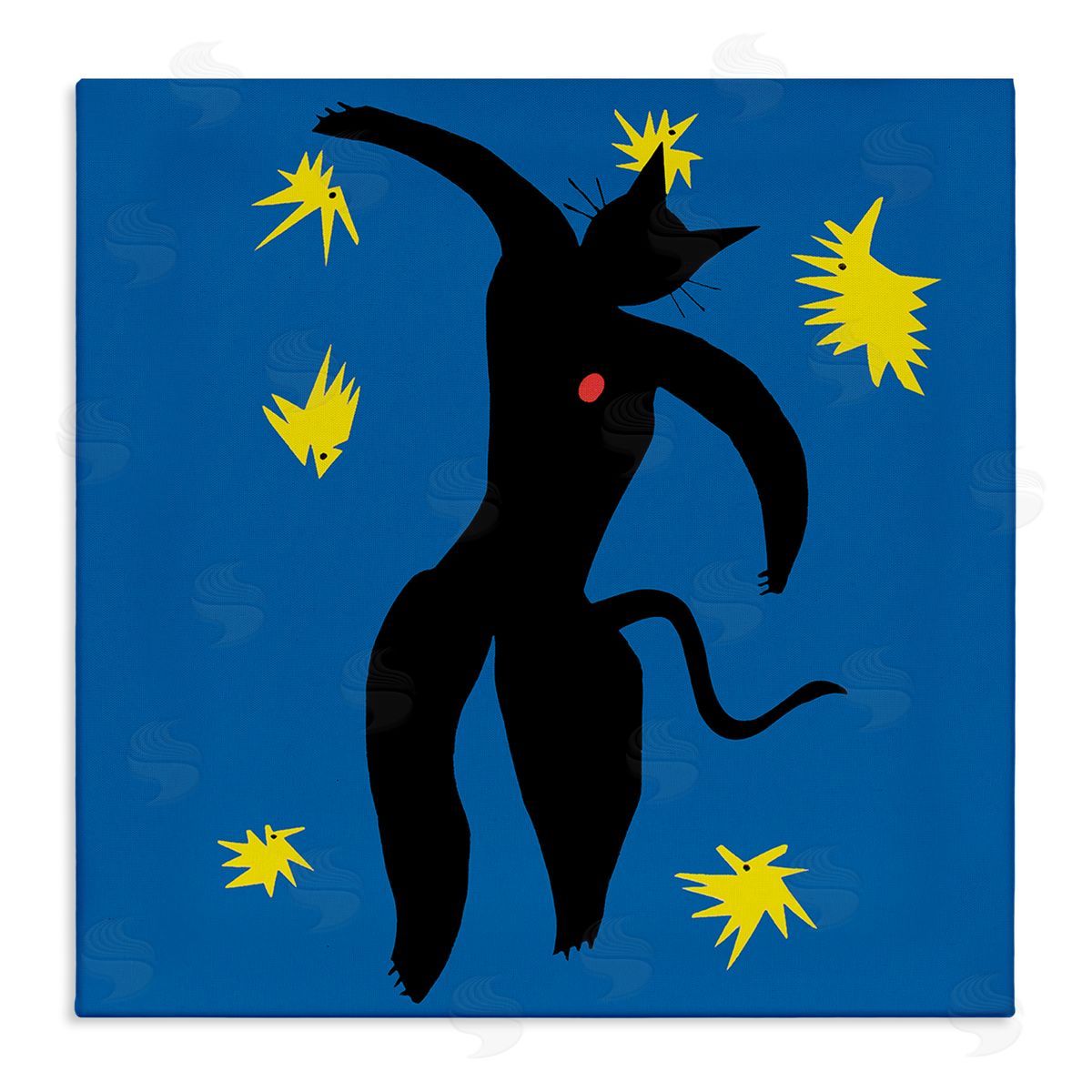 Chameleon Design Inc. Matisse Cat Icarus Classic Painting Parody Stretched Canvas Wall Art Print