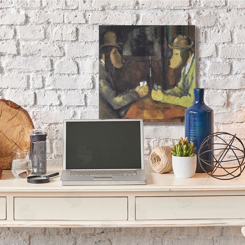 Chameleon Design Inc. Traditional Hound Dogs Playing Poker Brown Yellow Canvas Wall Art in Room