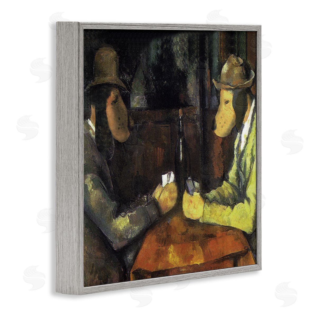 Chameleon Design Inc. Traditional Hound Dogs Playing Poker Brown Yellow Gray Framed Glicee Wall Art Print