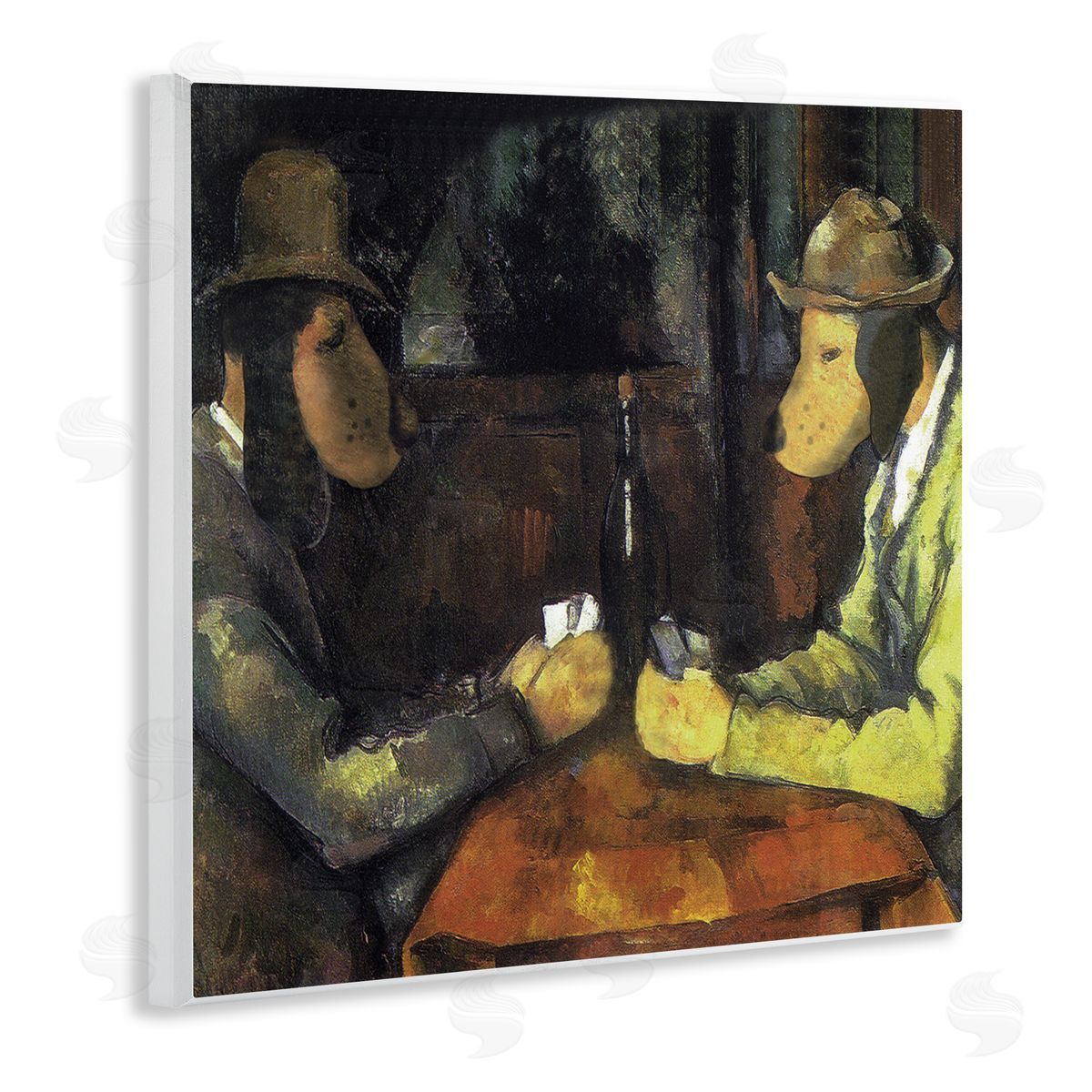 Chameleon Design Inc. Traditional Hound Dogs Playing Poker Brown Yellow Wooden Wall Plaque Art Print