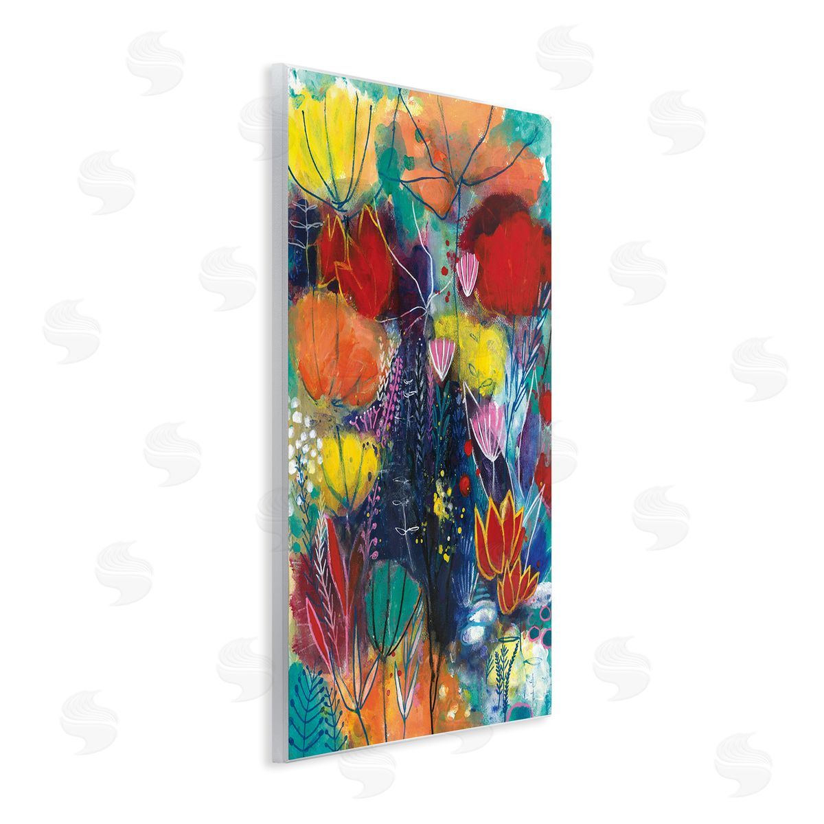 Corina Capri Abstract Flower Field Orange Blue Yellow