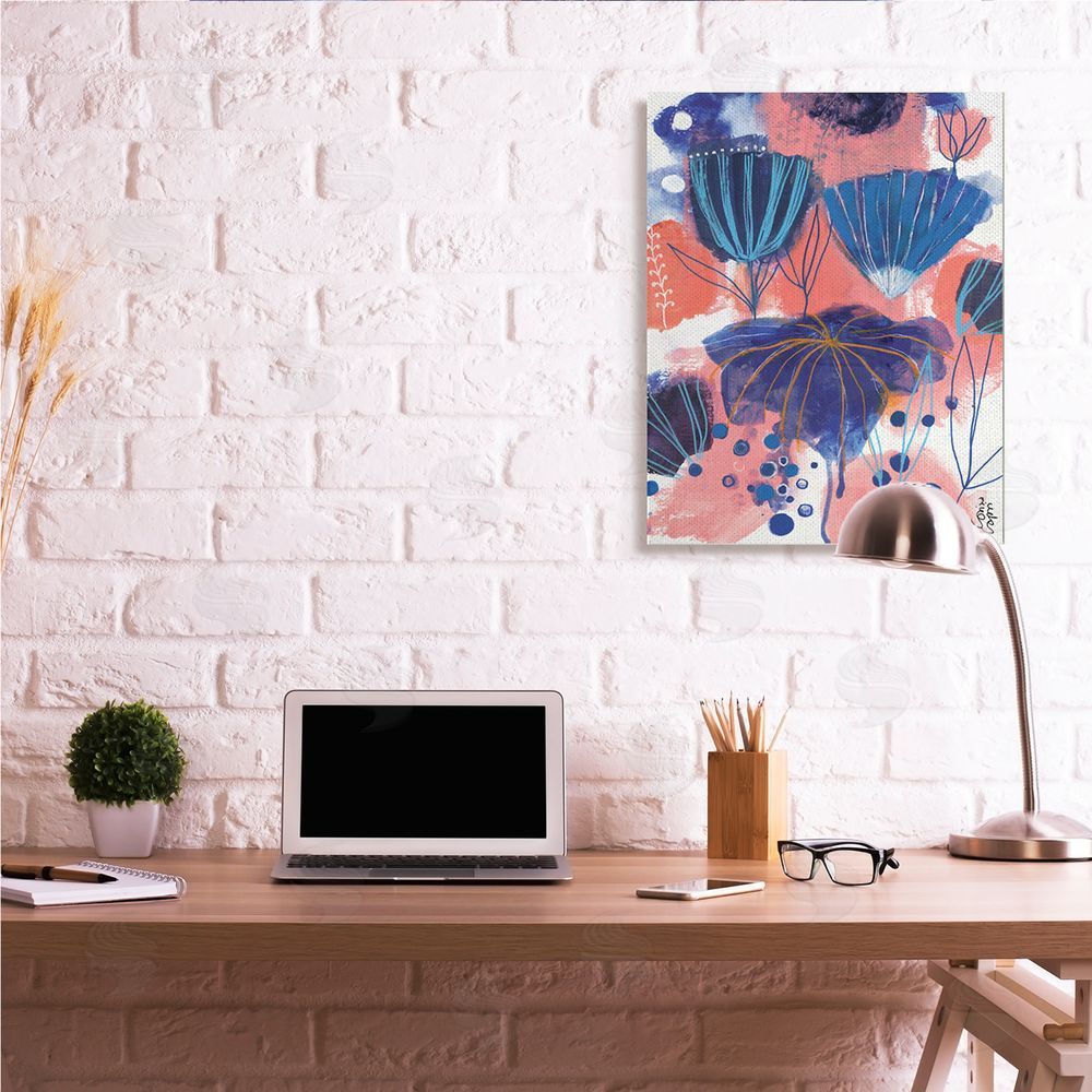 Corina Capri Abstract Flowers Blooming Playful Blue Orange Pink