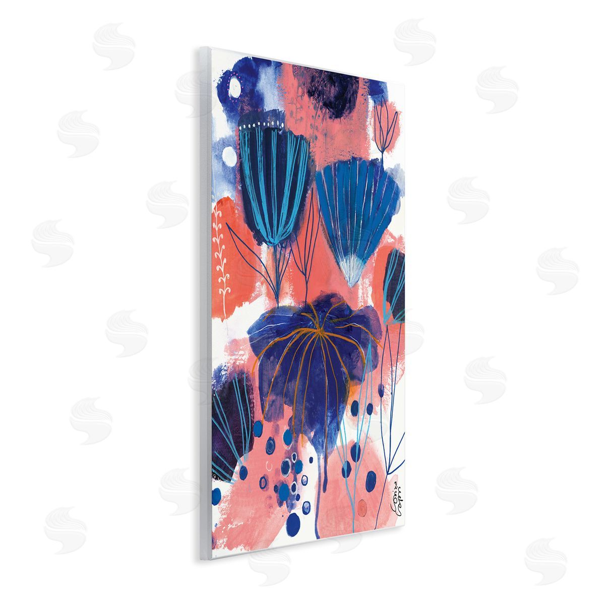 Corina Capri Abstract Flowers Blooming Playful Blue Orange Pink