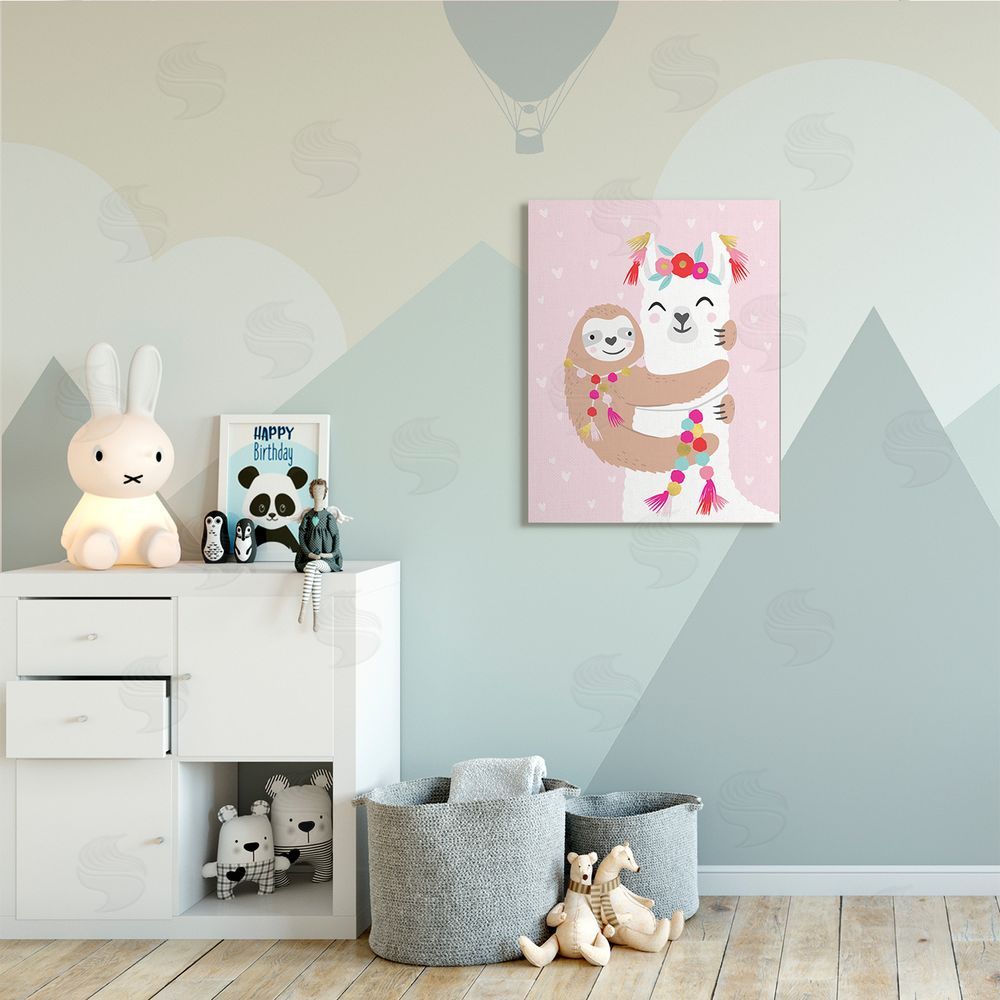 Caroline Alfr_sideeds Sloth Hugging Floral Llama Pink Heart Pattern