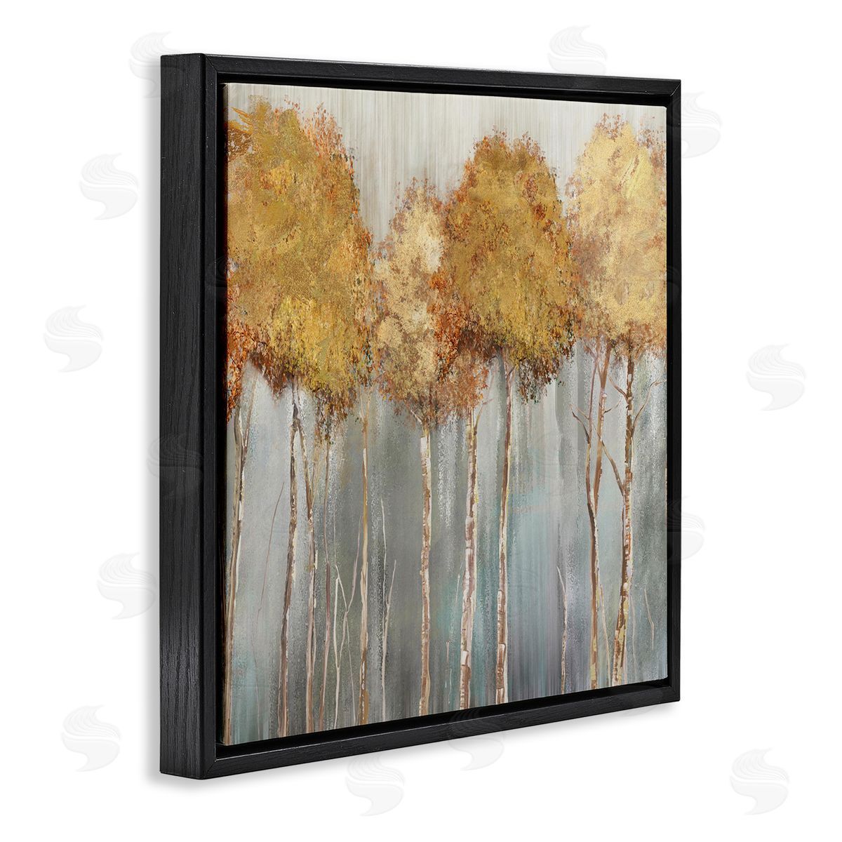 Carson Lyons Neutral Tree Forest Standing Tall over Grey Black Floating Frame Canvas Wall Art Print