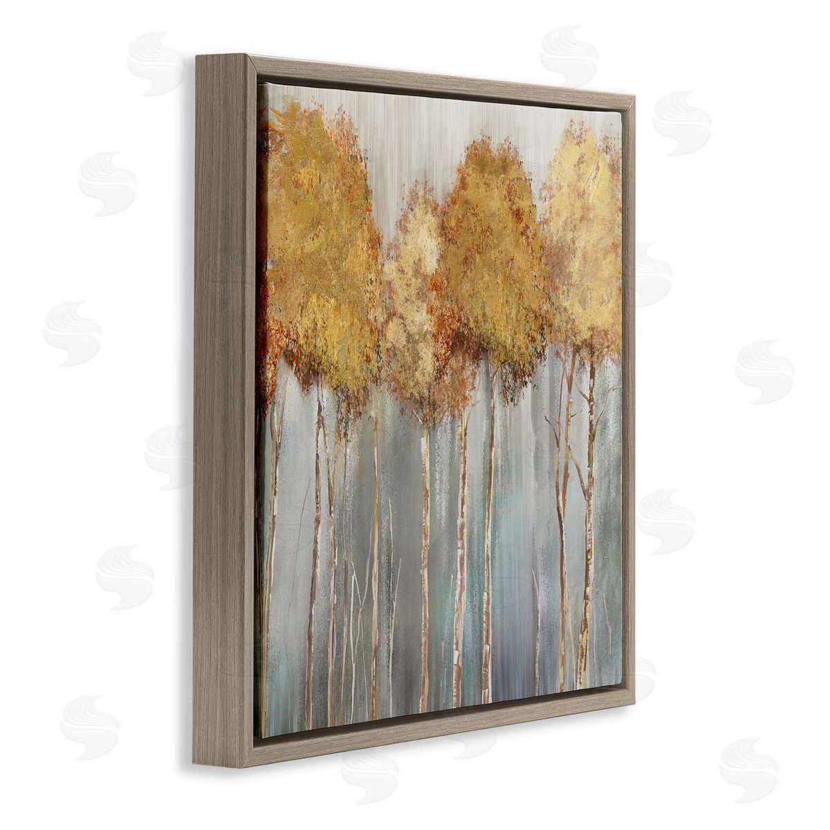 Carson Lyons Neutral Tree Forest Standing Tall over Grey Brown Floating Frame Canvas Wall Art Print