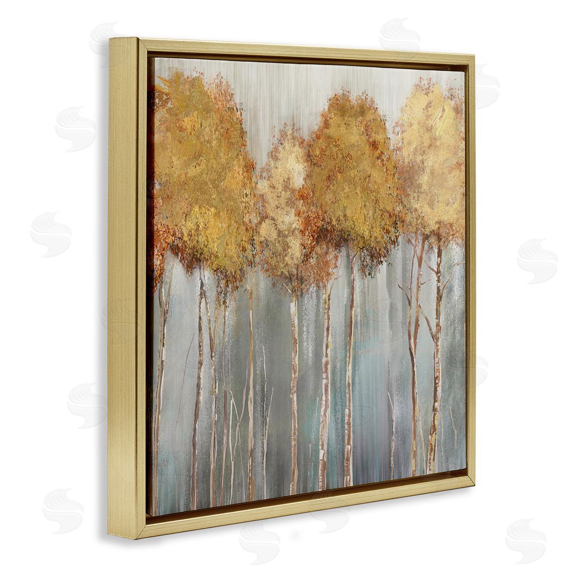 Carson Lyons Neutral Tree Forest Standing Tall over Grey Gold Floating Frame Canvas Wall Art Print