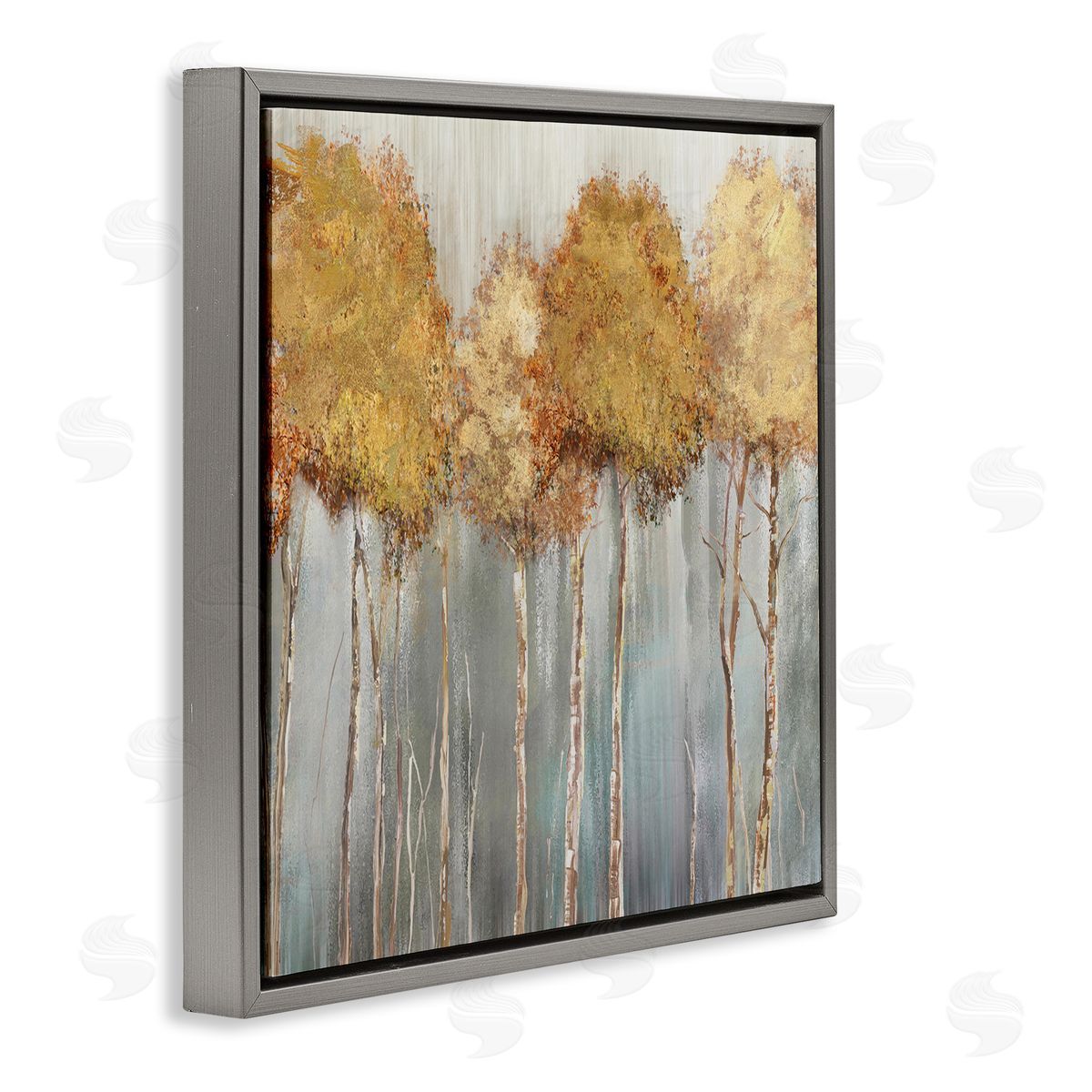 Carson Lyons Neutral Tree Forest Standing Tall over Grey Gray Floating Frame Canvas Wall Art Print