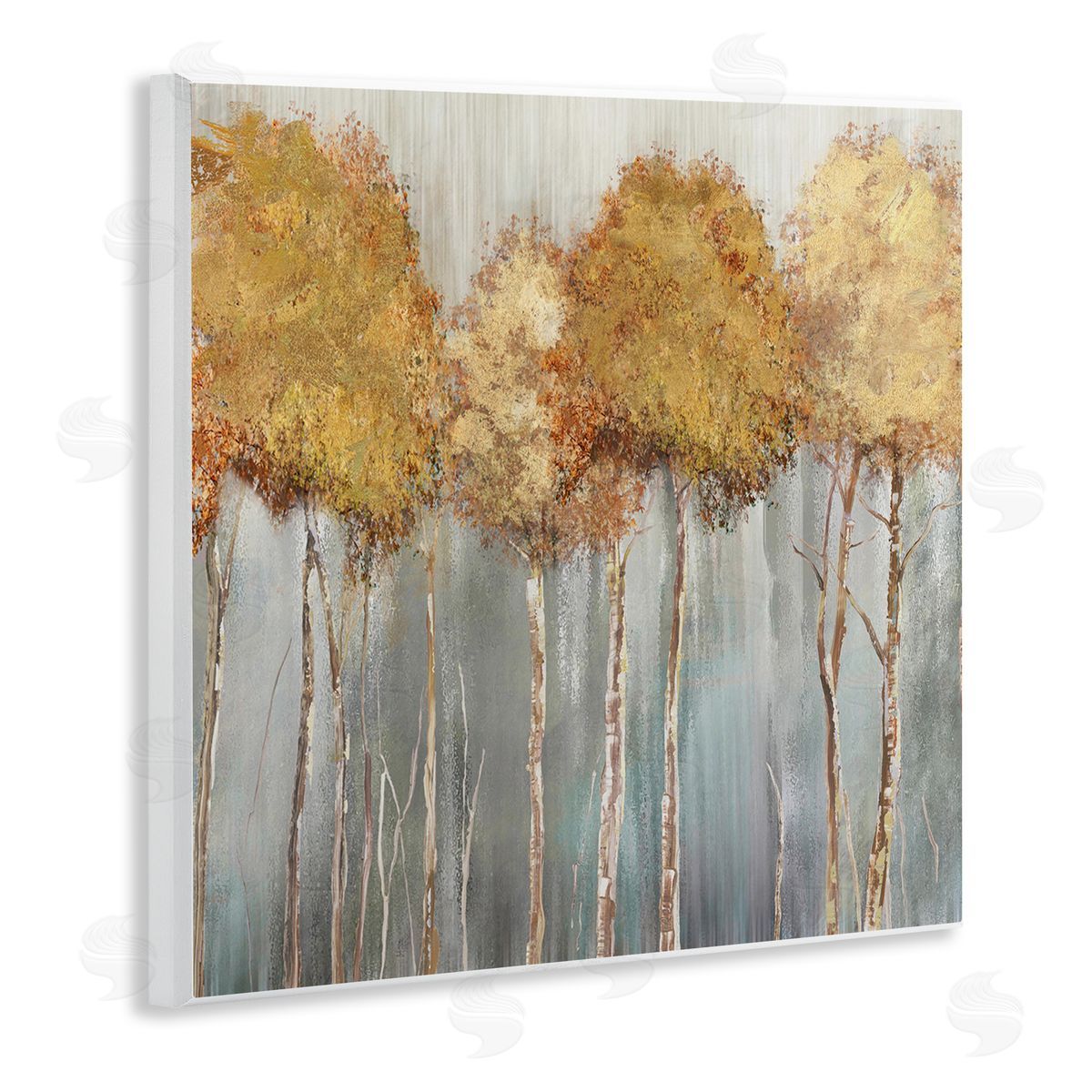 Carson Lyons Neutral Tree Forest Standing Tall over Grey Wooden Wall Plaque Art Print