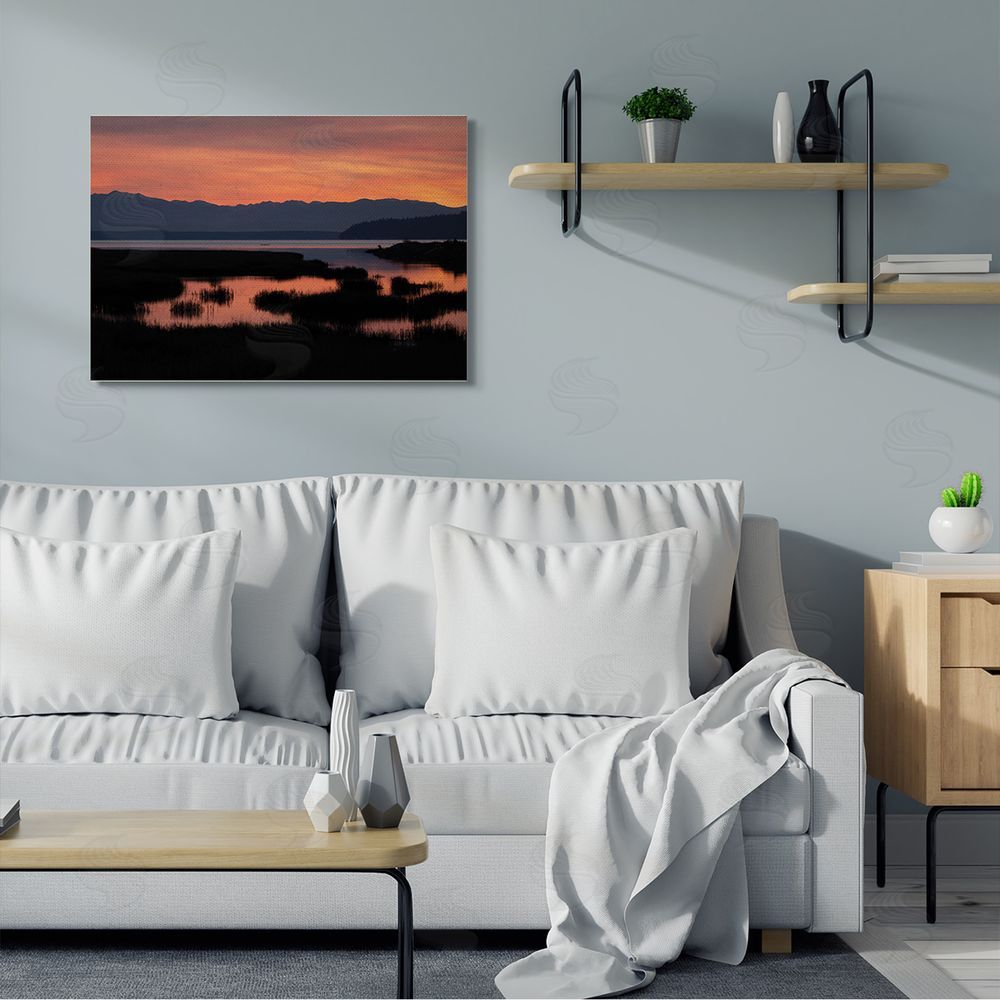 Nancy Crowell Sunset over Marsh Land with Mountain Line