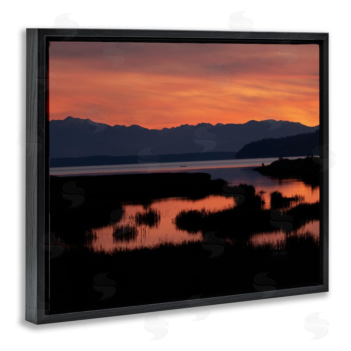 Nancy Crowell Sunset over Marsh Land with Mountain Line