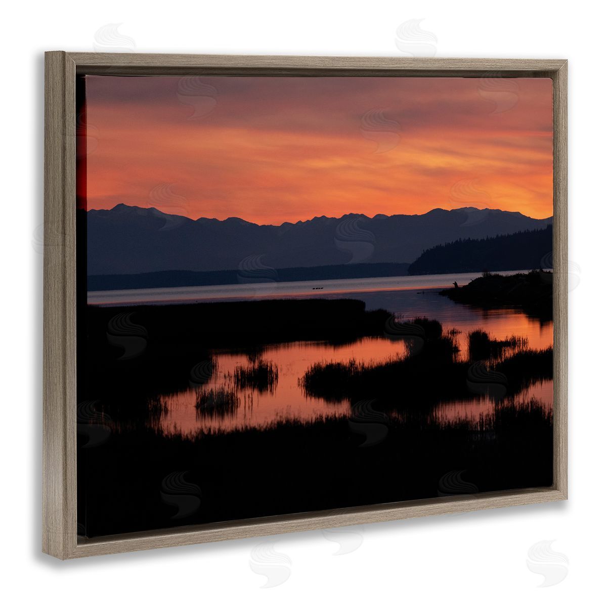 Nancy Crowell Sunset over Marsh Land with Mountain Line