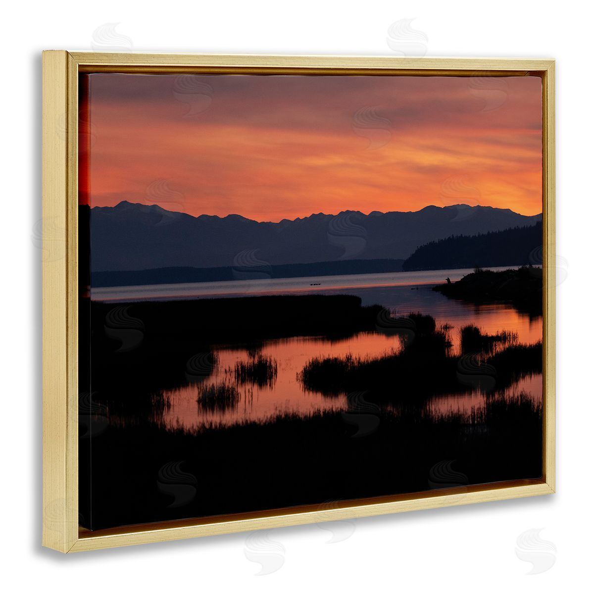 Nancy Crowell Sunset over Marsh Land with Mountain Line