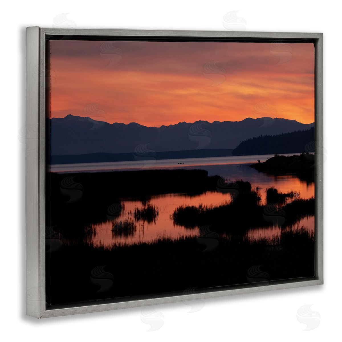 Nancy Crowell Sunset over Marsh Land with Mountain Line