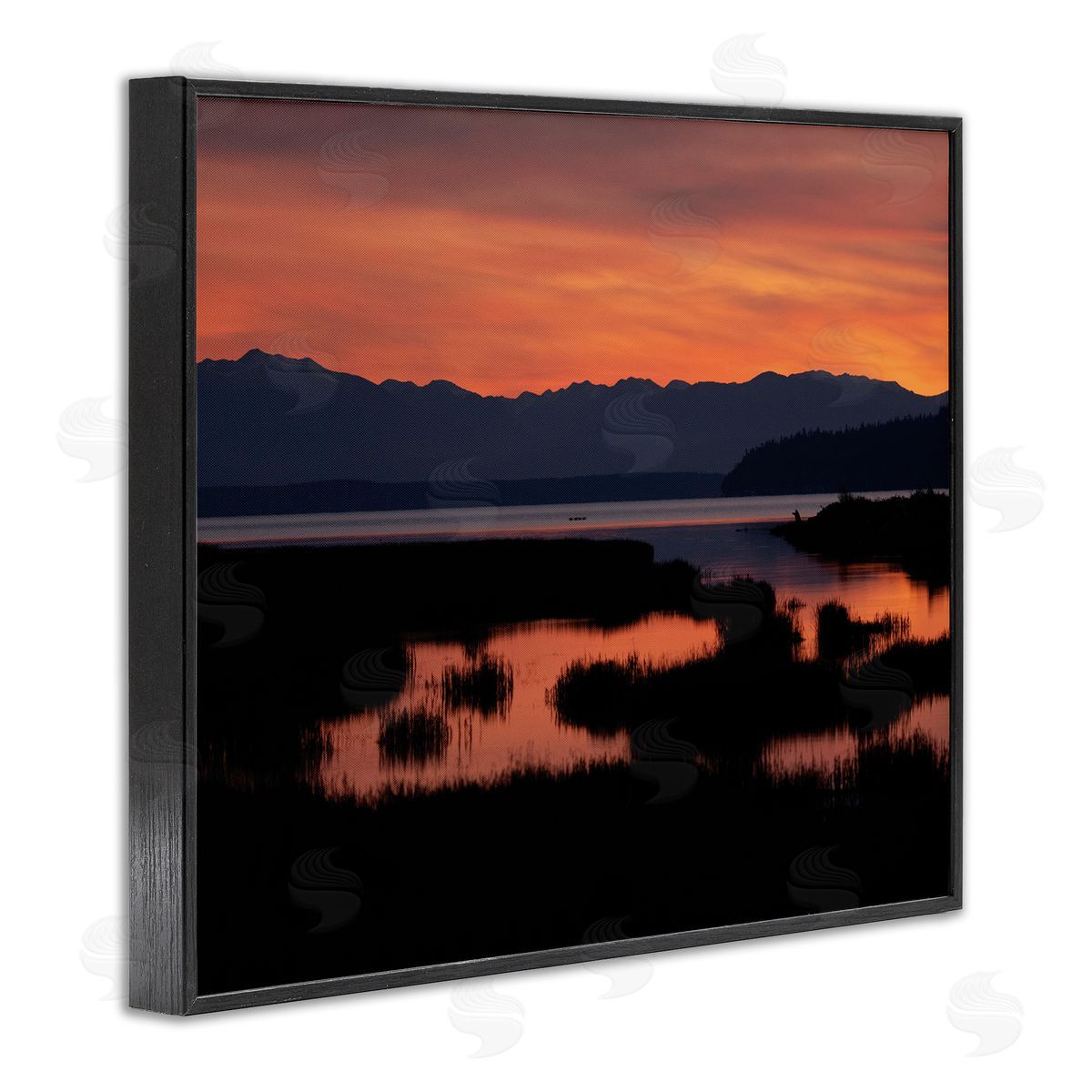 Nancy Crowell Sunset over Marsh Land with Mountain Line
