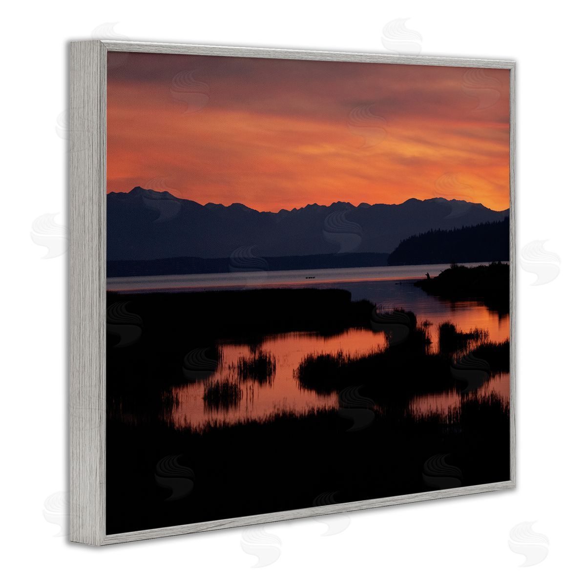 Nancy Crowell Sunset over Marsh Land with Mountain Line