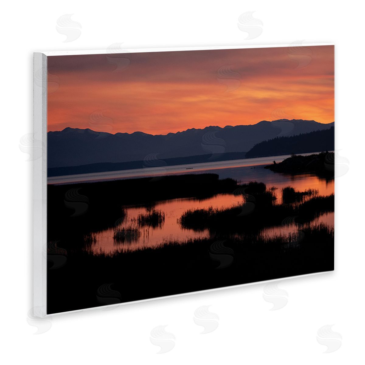 Nancy Crowell Sunset over Marsh Land with Mountain Line