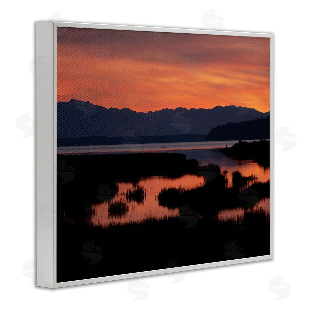 Nancy Crowell Sunset over Marsh Land with Mountain Line
