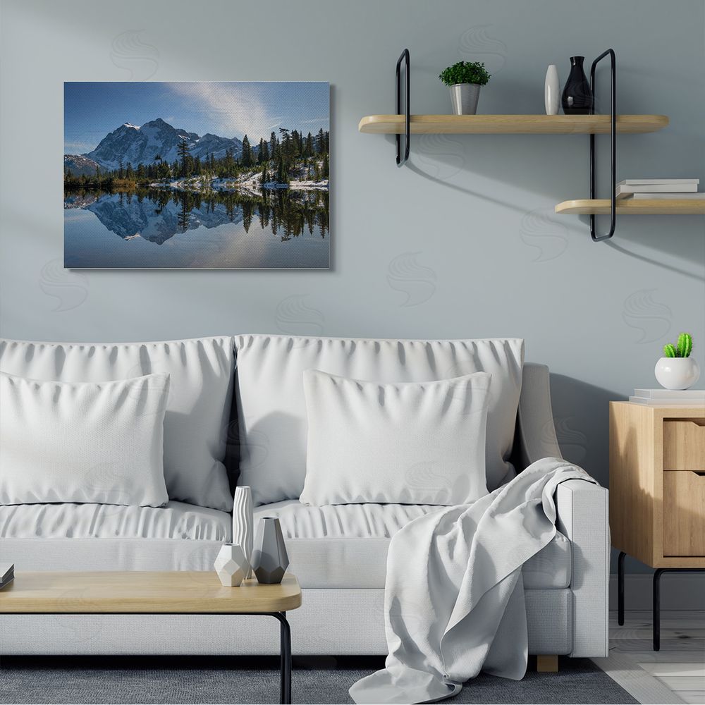 Nancy Crowell Winter Lake Snowy Mountain Landscape Water Reflection