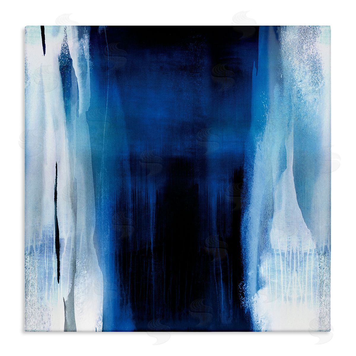Christine Wright Abstract Expressive Paint Deep Blue White Stretched Canvas Wall Art Print