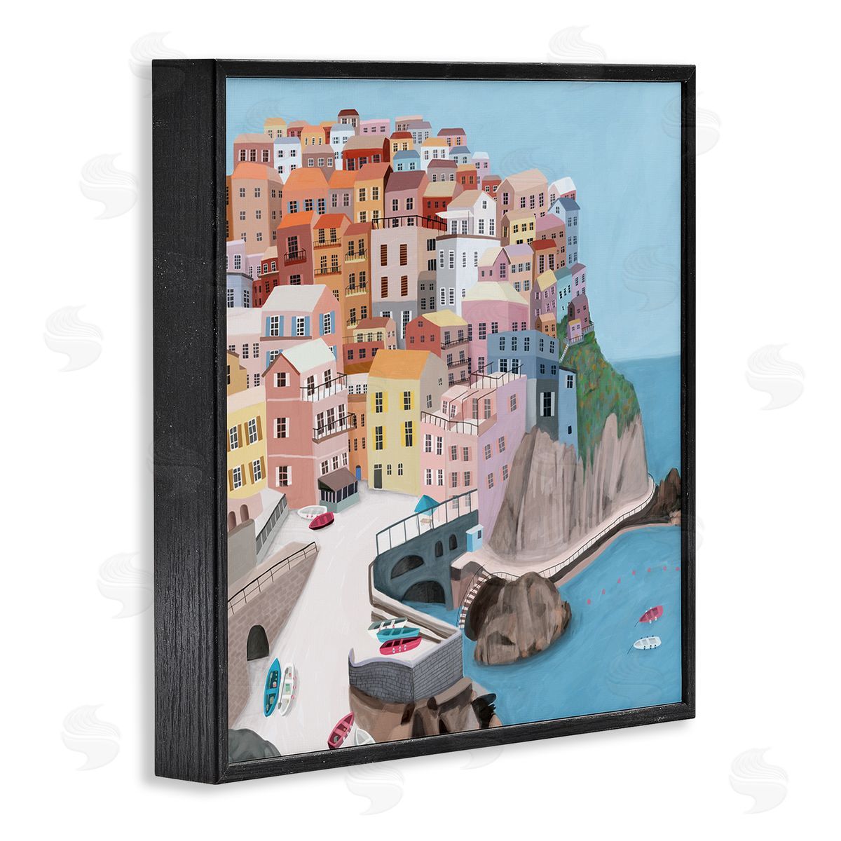 Carla Daly Cliffside City Skyline Seaside Urban Architecture Black Framed Glicee Wall Art Print