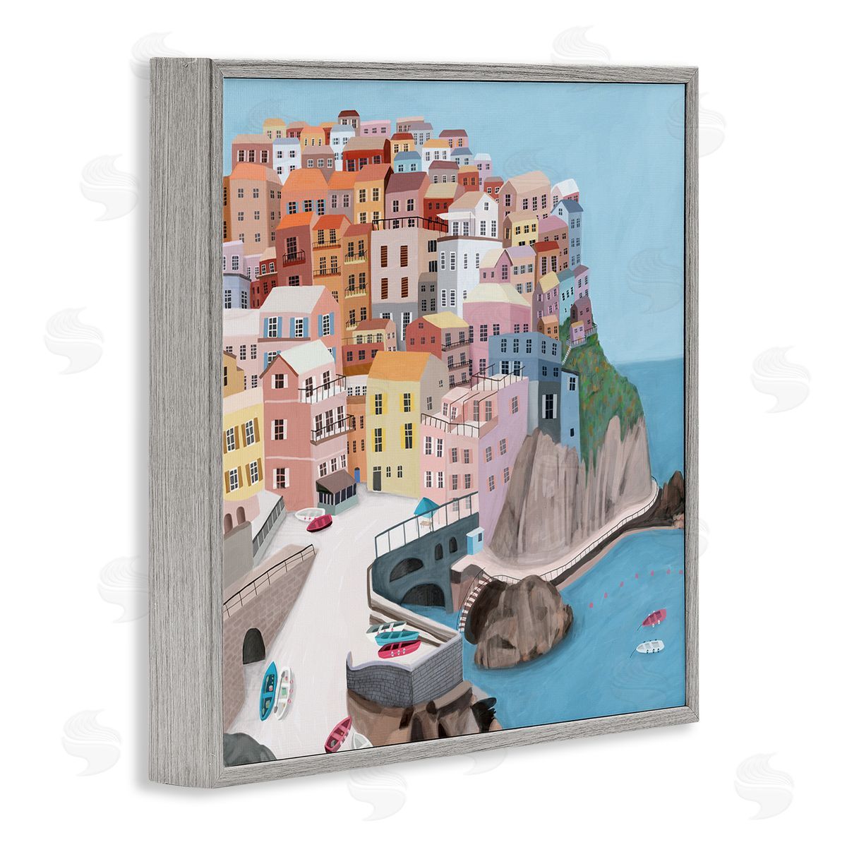 Carla Daly Cliffside City Skyline Seaside Urban Architecture Gray Framed Glicee Wall Art Print